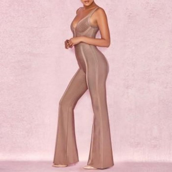 Sleeveless V Neck Bandage Jumpsuit #1059 - Picture 3 of 6